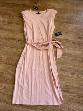 NWT EXPRESS Peach Cotton Belted Dress M